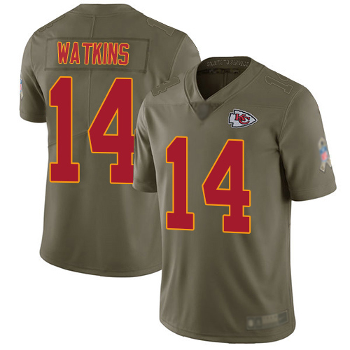 Men Kansas City Chiefs #14 Watkins Sammy Limited Olive 2017 Salute to Service Football Nike NFL Jersey